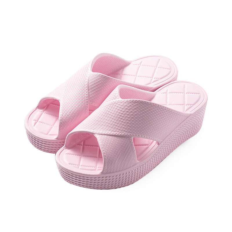 Slippers for Women to Wear Outside, Round Toe Wedge Heels, New Summer High Heels, Thick Soles, Korean Style Ins Trendy Eva One-Line Sandals
