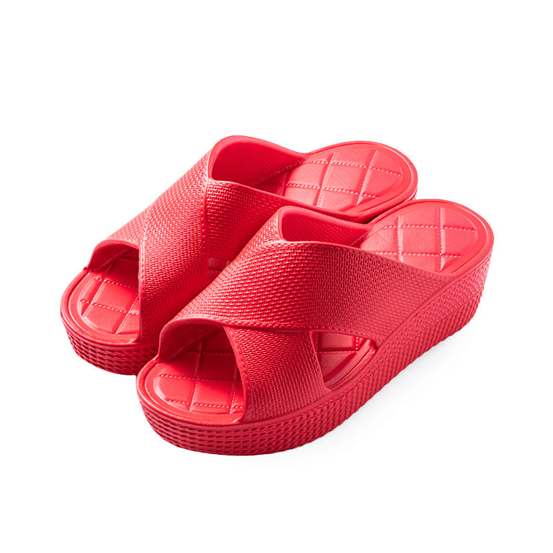 Slippers for Women to Wear Outside, Round Toe Wedge Heels, New Summer High Heels, Thick Soles, Korean Style Ins Trendy Eva One-Line Sandals