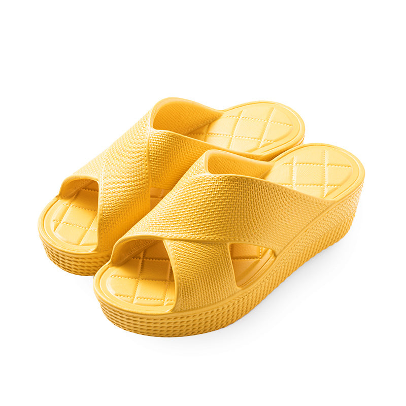 Slippers for Women to Wear Outside, Round Toe Wedge Heels, New Summer High Heels, Thick Soles, Korean Style Ins Trendy Eva One-Line Sandals