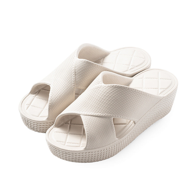 Slippers for Women to Wear Outside, Round Toe Wedge Heels, New Summer High Heels, Thick Soles, Korean Style Ins Trendy Eva One-Line Sandals
