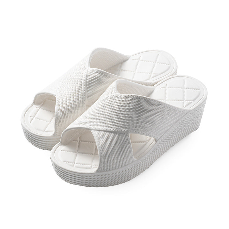 Slippers for Women to Wear Outside, Round Toe Wedge Heels, New Summer High Heels, Thick Soles, Korean Style Ins Trendy Eva One-Line Sandals