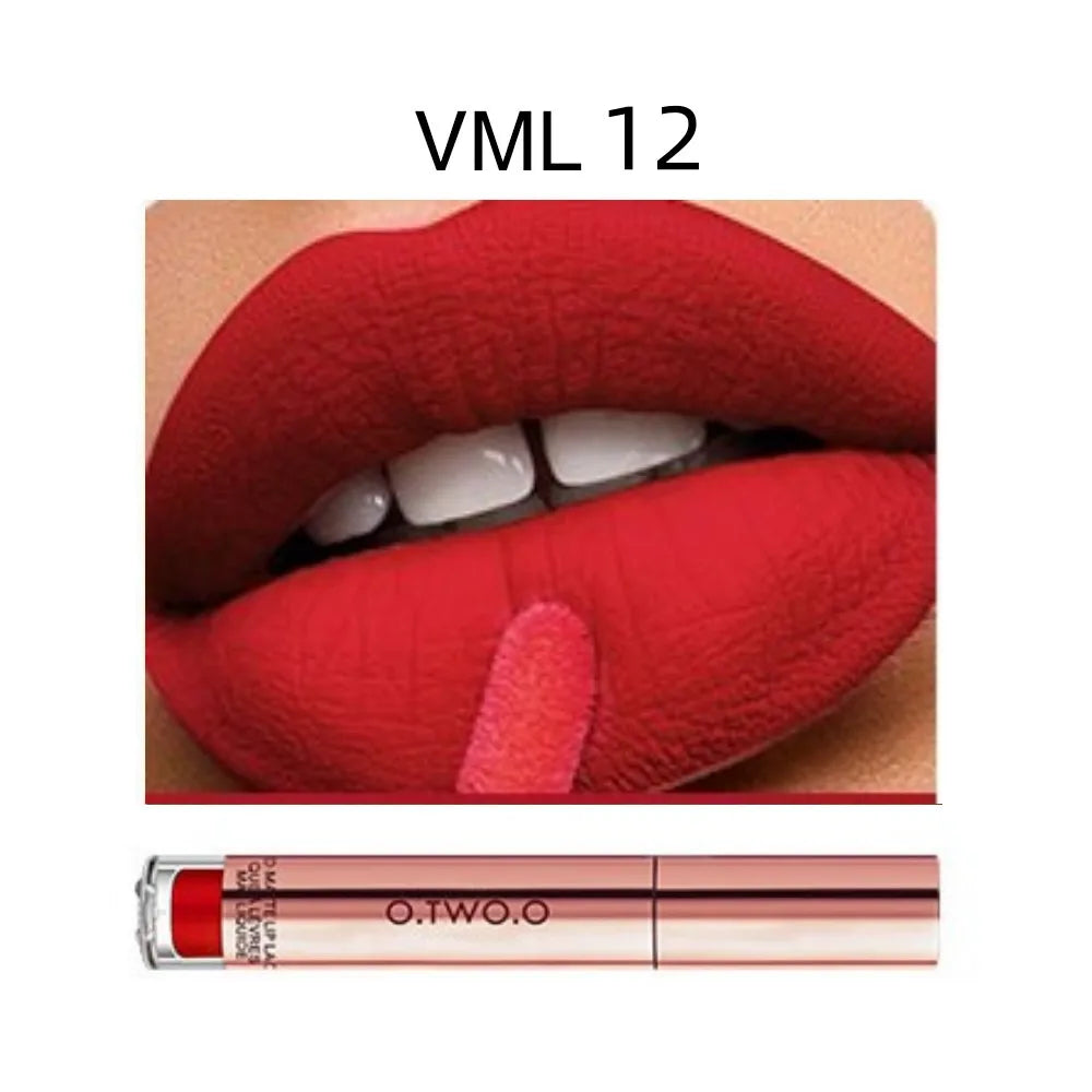 O.TWO.O 12-Color Velvet Matte Lipstick Set — High-Quality, Long-Lasting