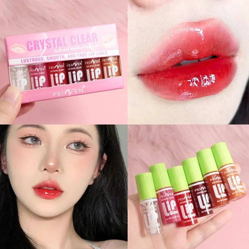 6-Piece Moisturizing Lip Gloss Set — Transparent Lip Oil for Hydrated, Glossy Lips