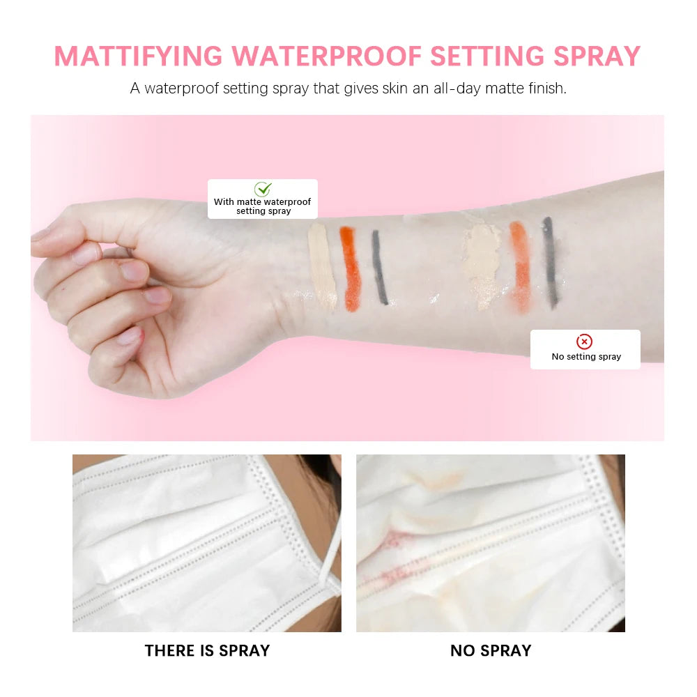 Mattifying Waterproof Setting Spray — Glossy or Matte Finish, Long-Lasting