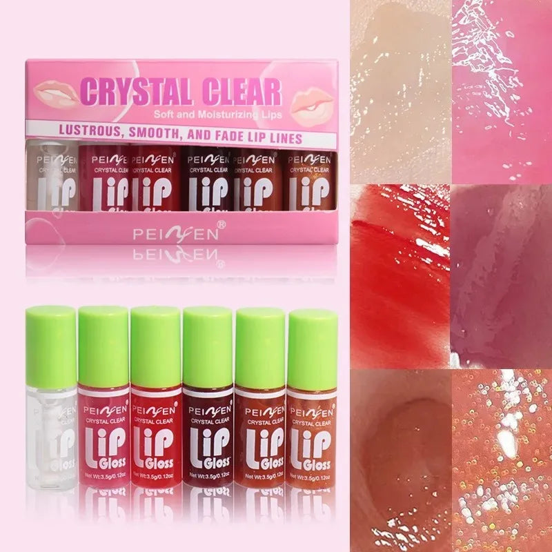 6-Piece Moisturizing Lip Gloss Set — Transparent Lip Oil for Hydrated, Glossy Lips
