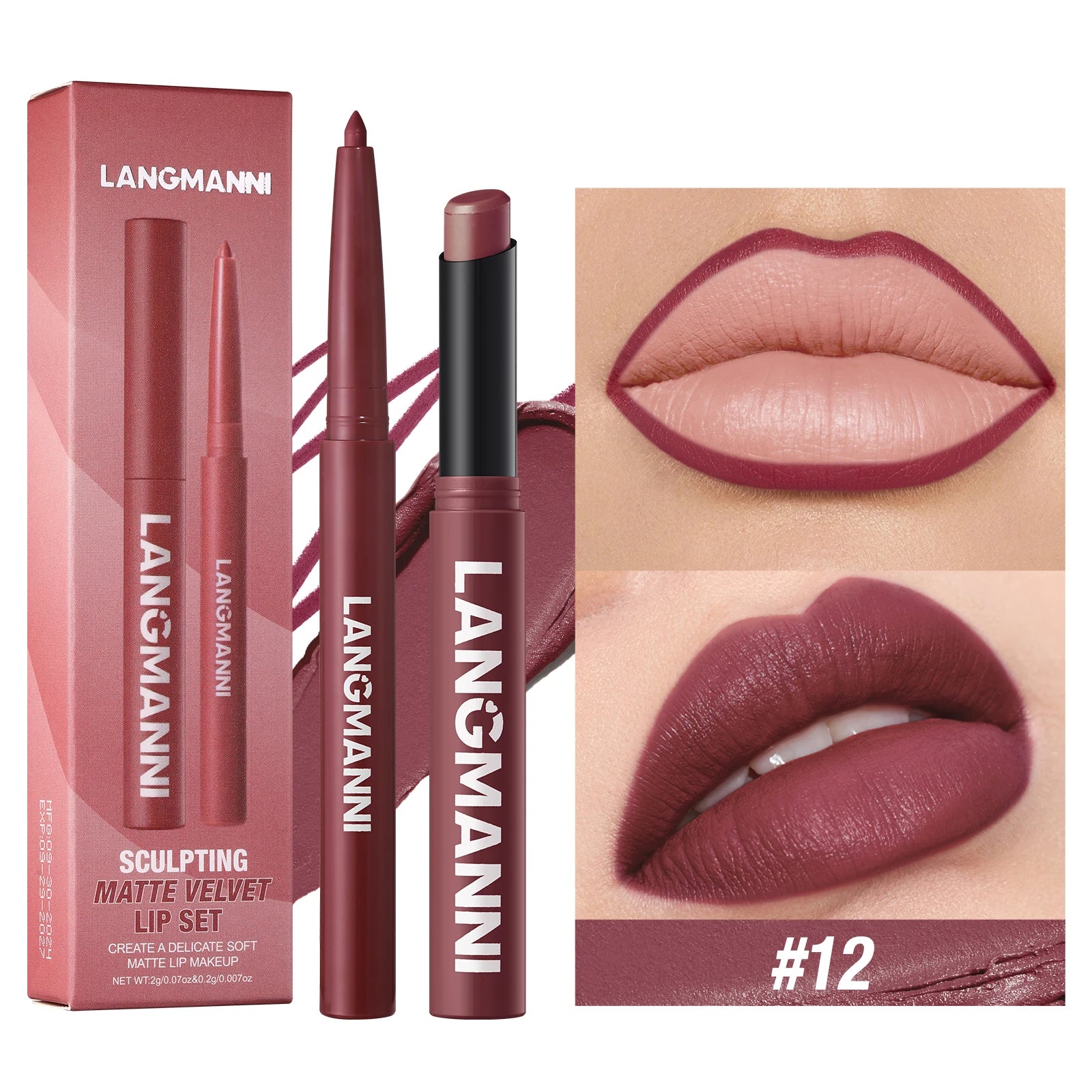 2-in-1 Waterproof Lipliner & Lipstick — Long-Lasting, Integrated Design