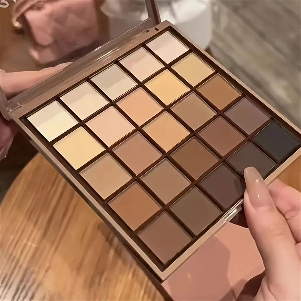 25-Shade Eyeshadow Palette — Neutral Gray & Brown Tones, Matte & Shimmer