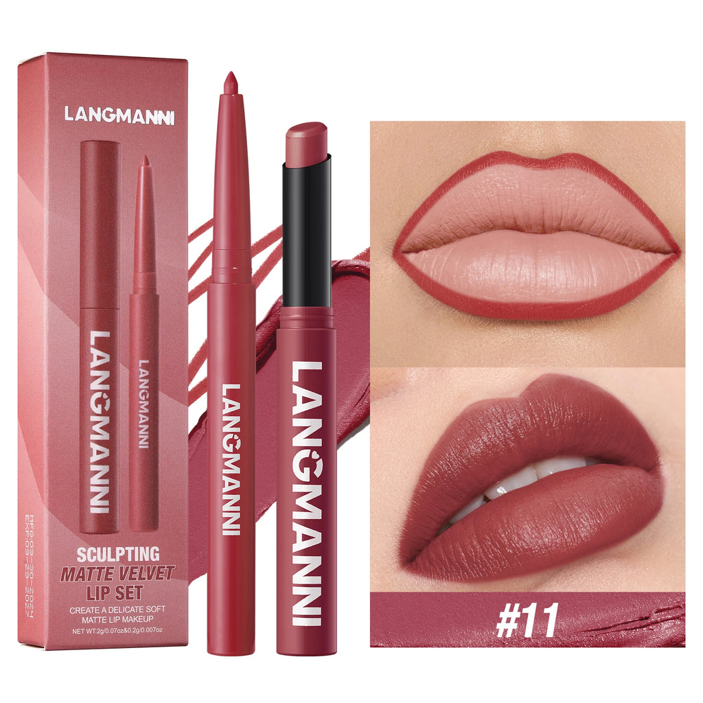 2-in-1 Waterproof Lipliner & Lipstick — Long-Lasting, Integrated Design