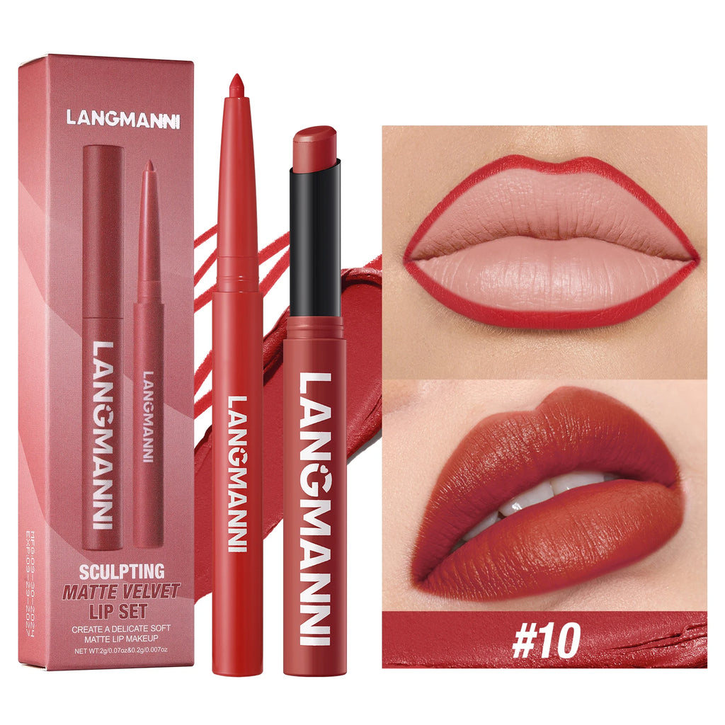 2-in-1 Waterproof Lipliner & Lipstick — Long-Lasting, Integrated Design