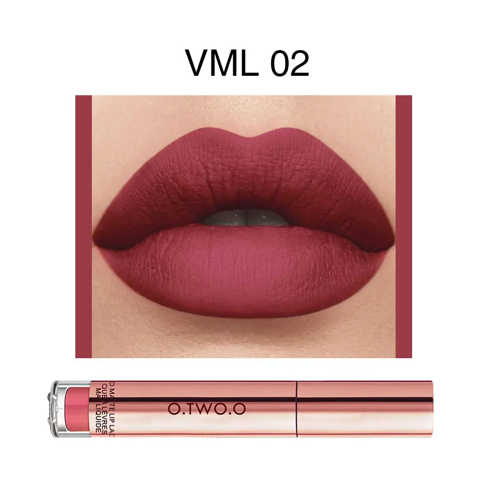 O.TWO.O 12-Color Velvet Matte Lipstick Set — High-Quality, Long-Lasting