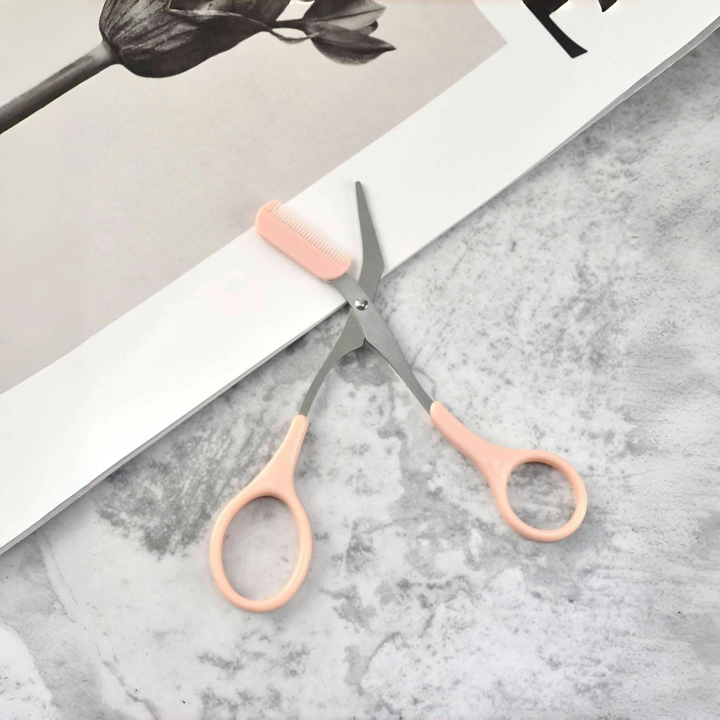 Eyebrow Trimming Scissors with Built-In Comb — Precision Grooming Tool