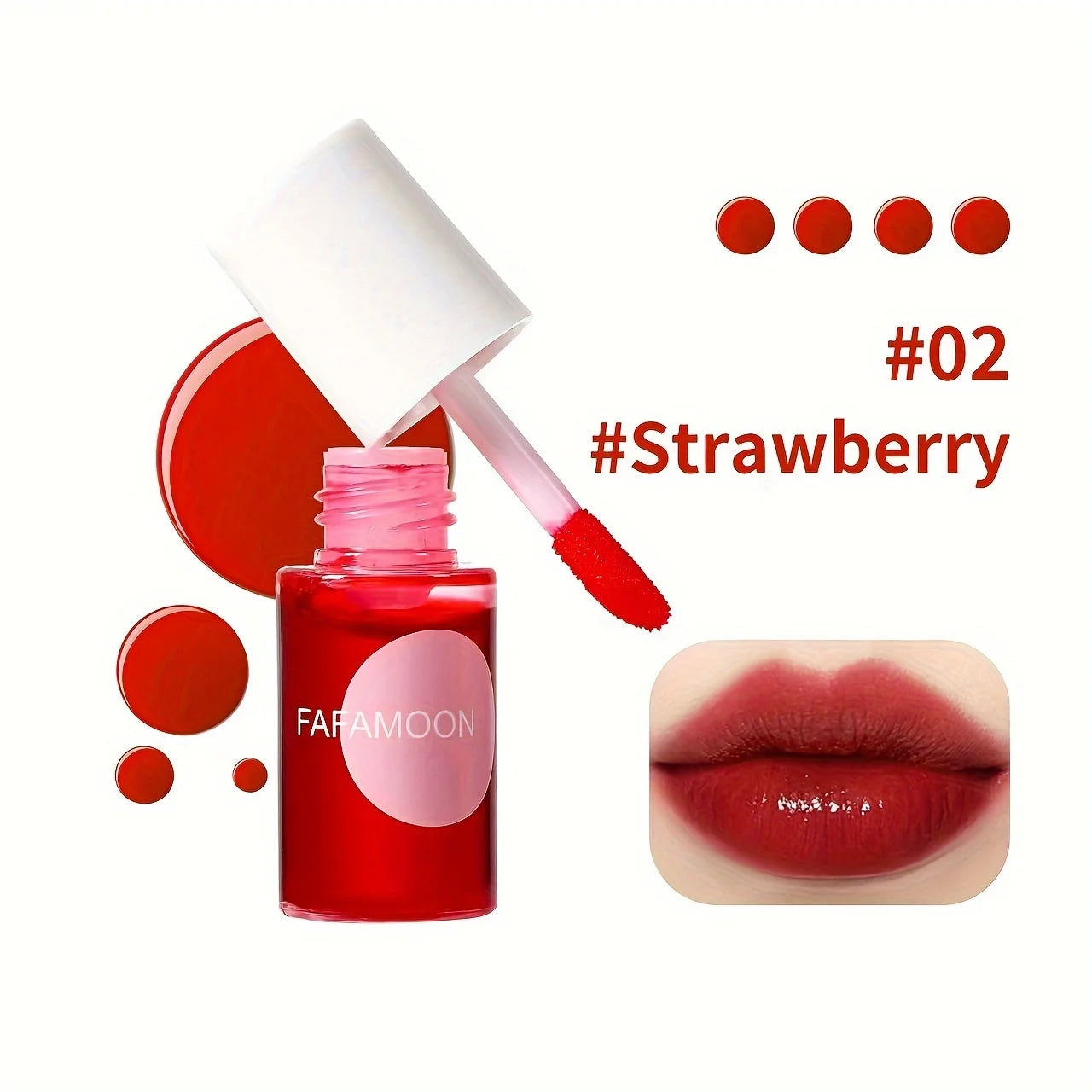 4-Color Fruity Lip Tint — Water Gloss, Moisturizing & Long-Lasting