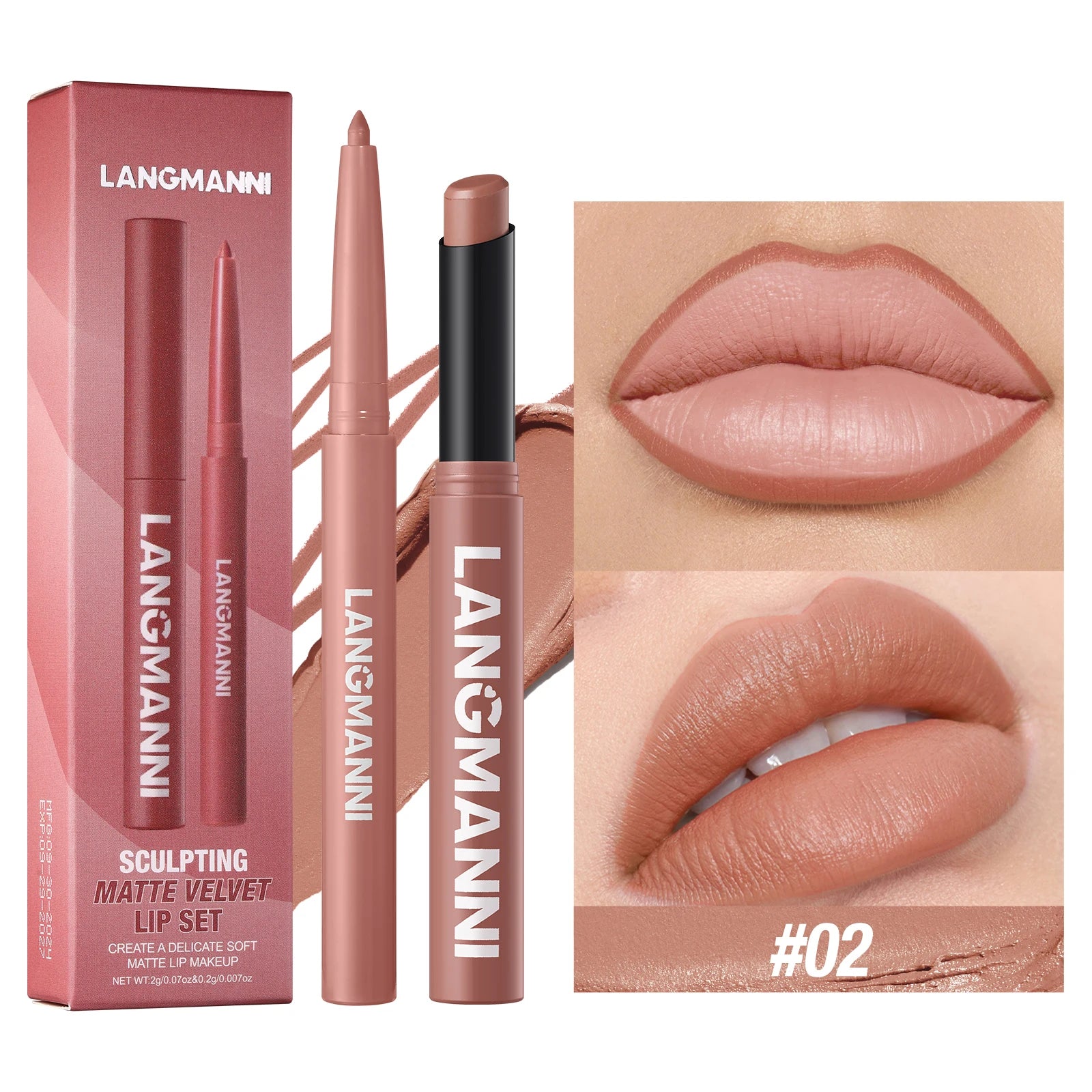 2-in-1 Waterproof Lipliner & Lipstick — Long-Lasting, Integrated Design