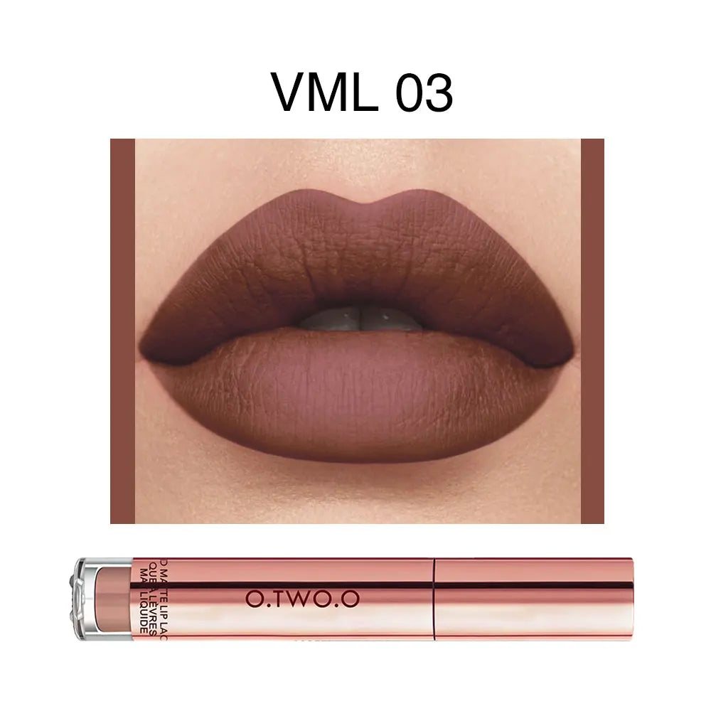 O.TWO.O 12-Color Velvet Matte Lipstick Set — High-Quality, Long-Lasting