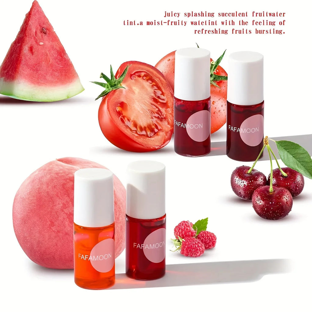 4-Color Fruity Lip Tint — Water Gloss, Moisturizing & Long-Lasting