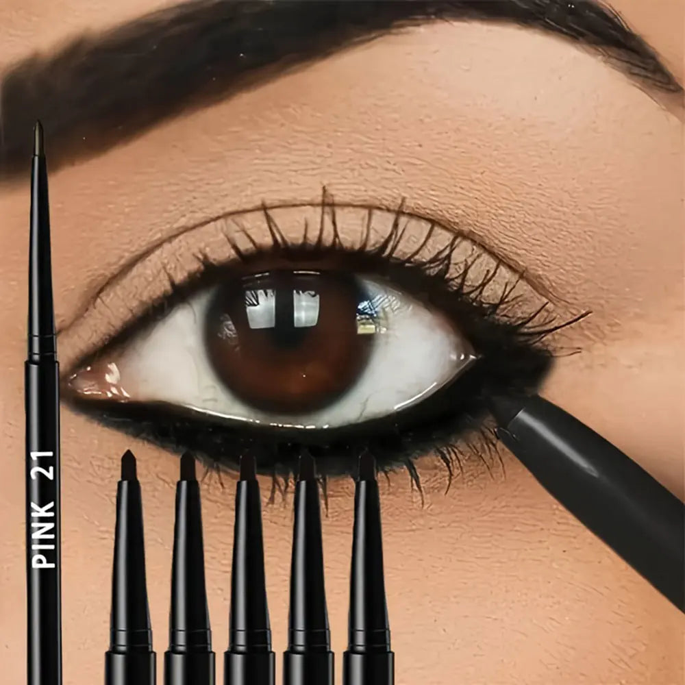 5-Pack Waterproof Black Eyeliner Pencils — Sweat-Proof & Long-Lasting