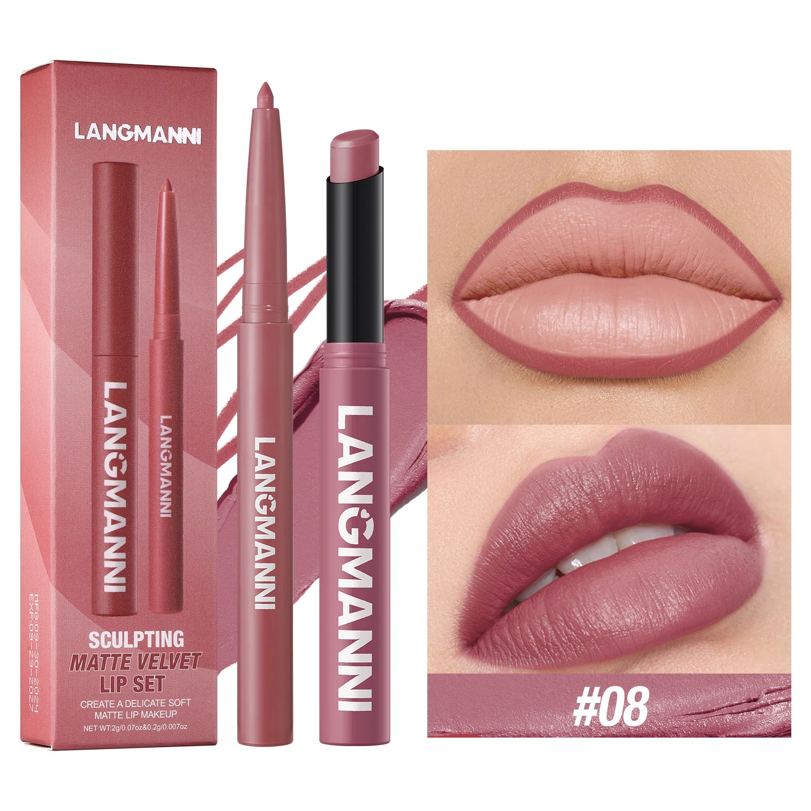 2-in-1 Waterproof Lipliner & Lipstick — Long-Lasting, Integrated Design