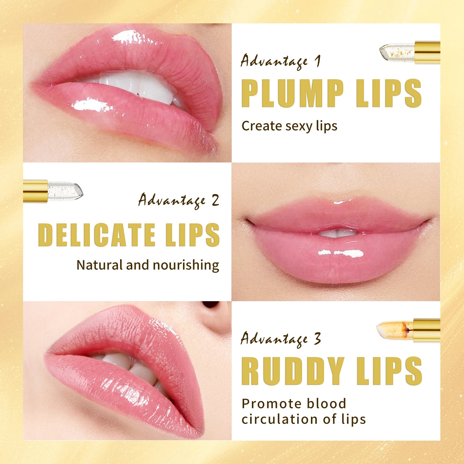 Color-Changing pH Lipstick — Gold Crystal Formula, Personalized Lip Color