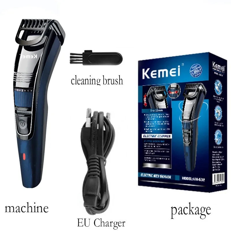 Kemei 632 Rechargeable Hair & Beard Trimmer — Adjustable 0.5–10mm, Wet & Dry