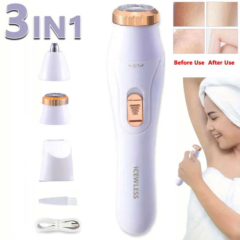 Women's Waterproof Electric Hair Remover — Painless Shaver for Body, Bikini, Face & Legs