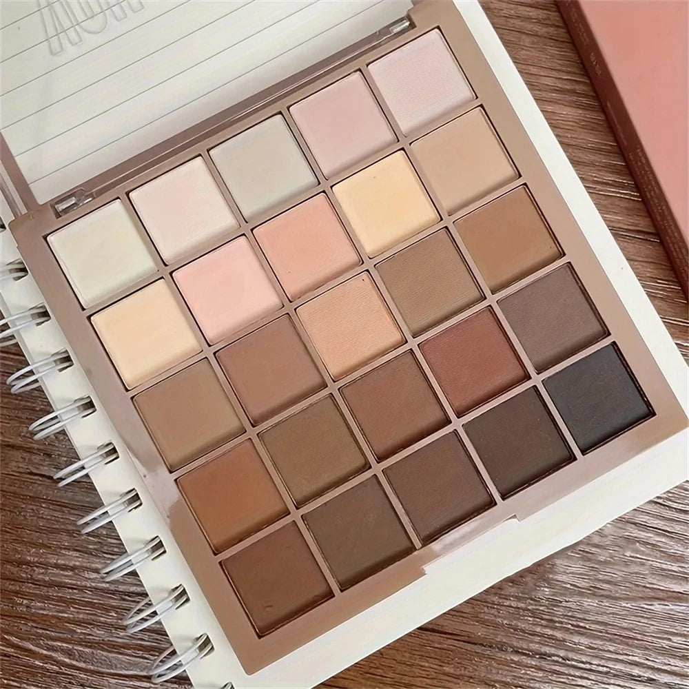 25-Shade Eyeshadow Palette — Neutral Gray & Brown Tones, Matte & Shimmer