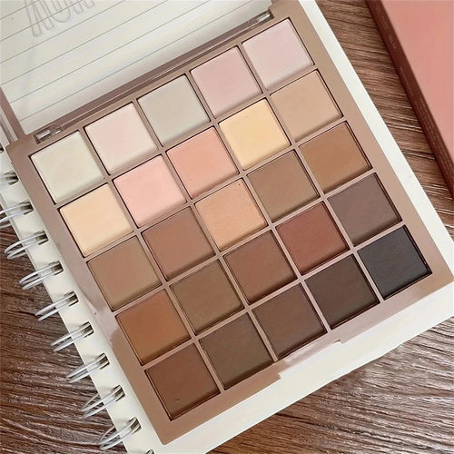 25-Shade Eyeshadow Palette — Neutral Gray & Brown Tones, Matte & Shimmer