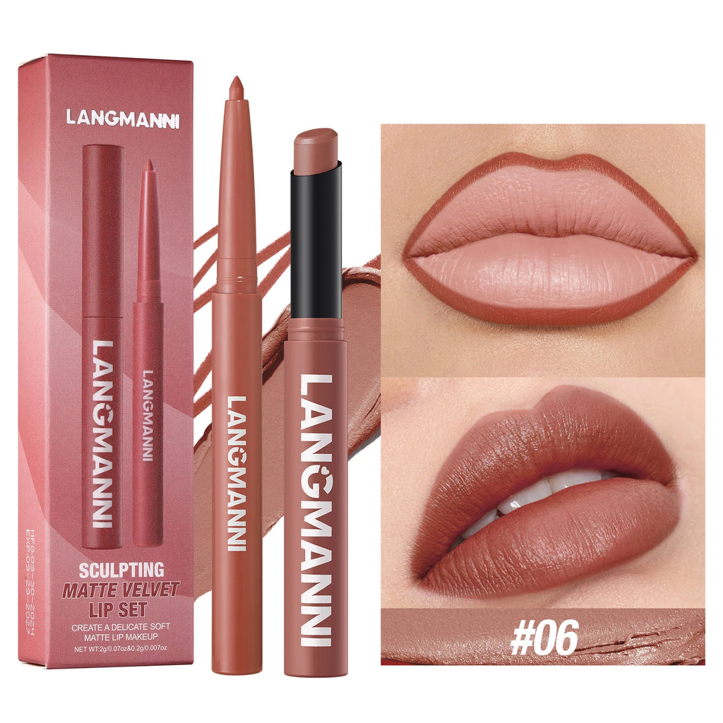 2-in-1 Waterproof Lipliner & Lipstick — Long-Lasting, Integrated Design