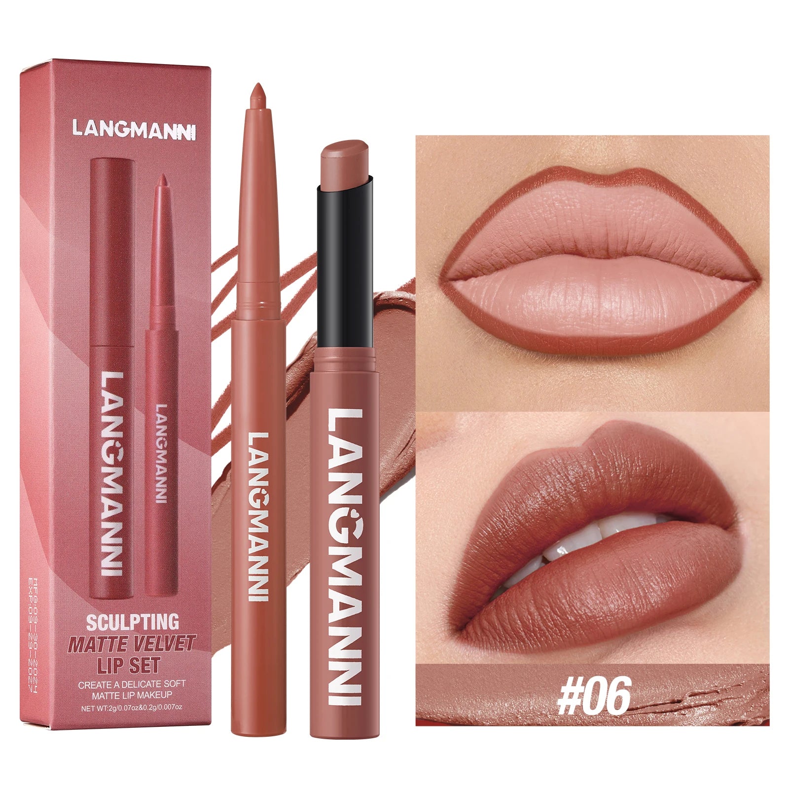 2-in-1 Waterproof Lipliner & Lipstick — Long-Lasting, Integrated Design