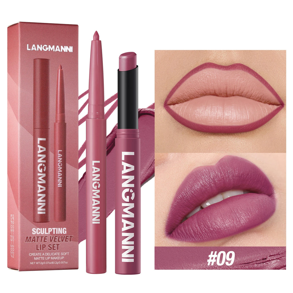2-in-1 Waterproof Lipliner & Lipstick — Long-Lasting, Integrated Design