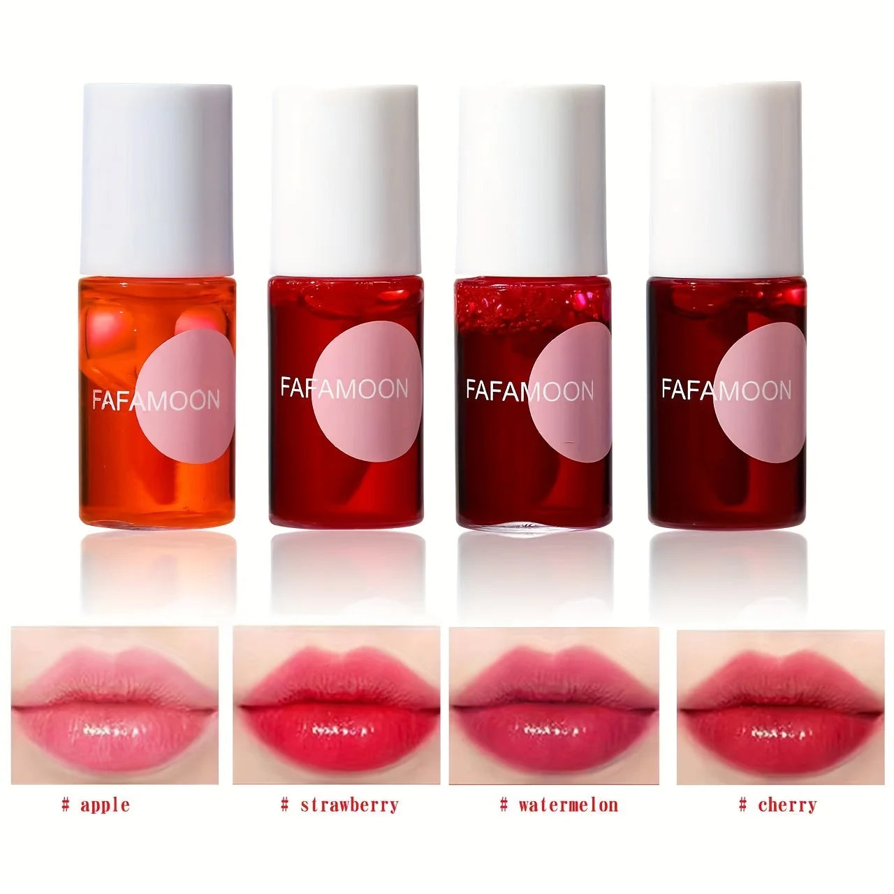4-Color Fruity Lip Tint — Water Gloss, Moisturizing & Long-Lasting