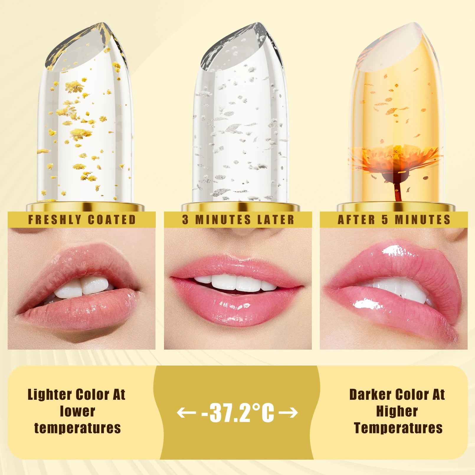 Color-Changing pH Lipstick — Gold Crystal Formula, Personalized Lip Color