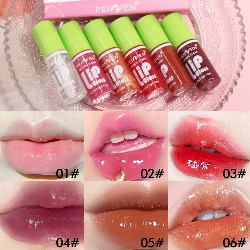 6-Piece Moisturizing Lip Gloss Set — Transparent Lip Oil for Hydrated, Glossy Lips