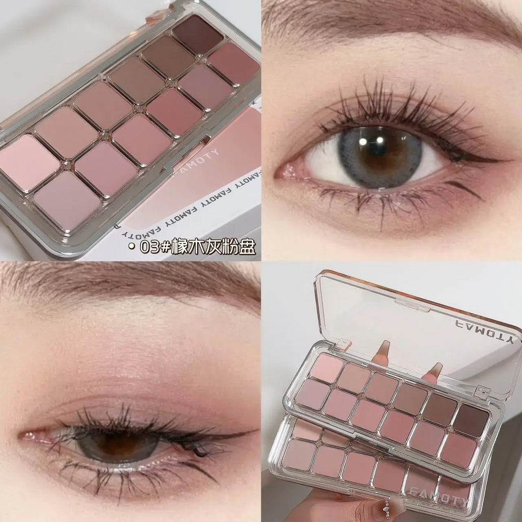 12-Shade Matte Eyeshadow Palette — Low Saturation Tones for Everyday Wear