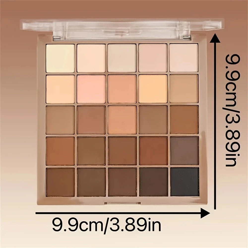 25-Shade Eyeshadow Palette — Neutral Gray & Brown Tones, Matte & Shimmer