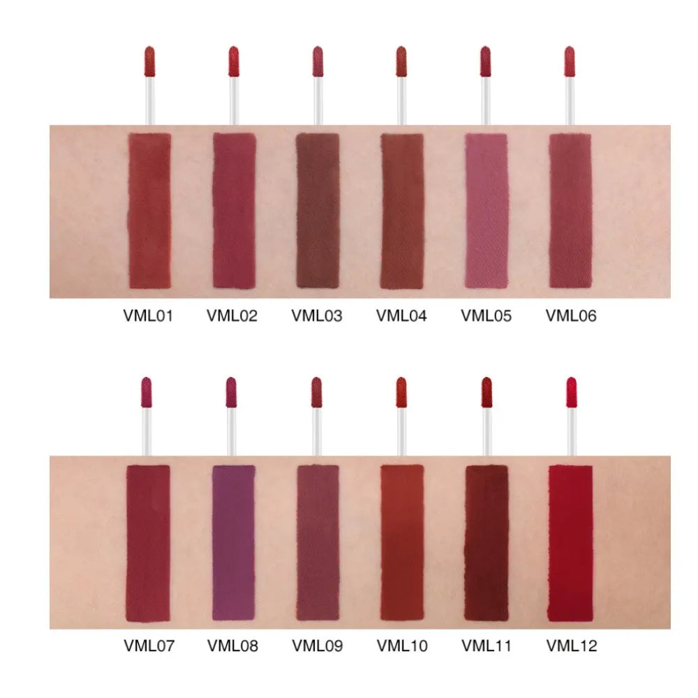 O.TWO.O 12-Color Velvet Matte Lipstick Set — High-Quality, Long-Lasting