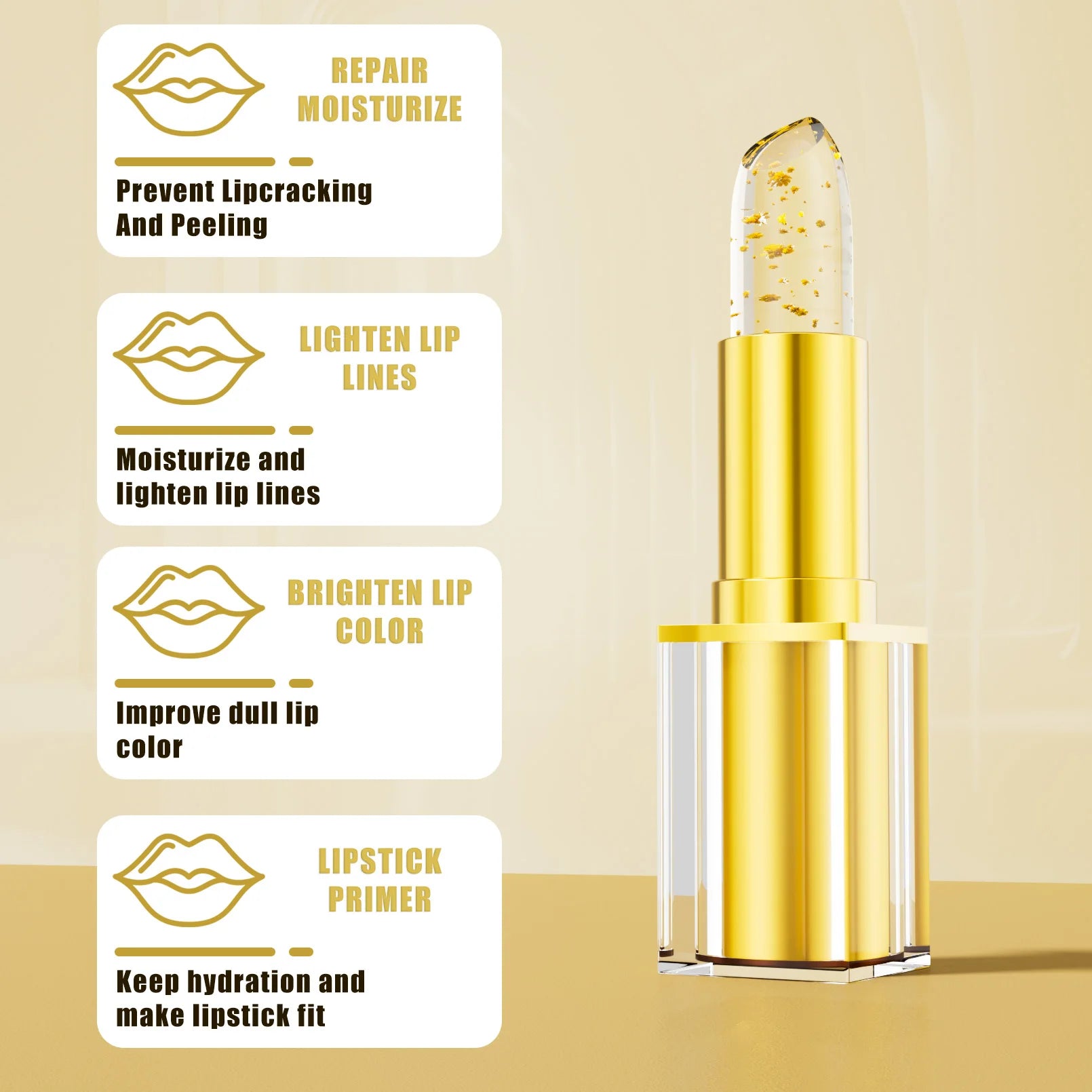 Color-Changing pH Lipstick — Gold Crystal Formula, Personalized Lip Color