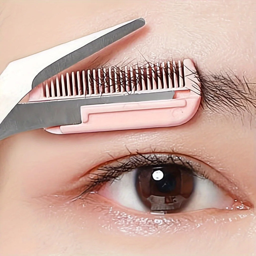 Eyebrow Trimming Scissors with Built-In Comb — Precision Grooming Tool