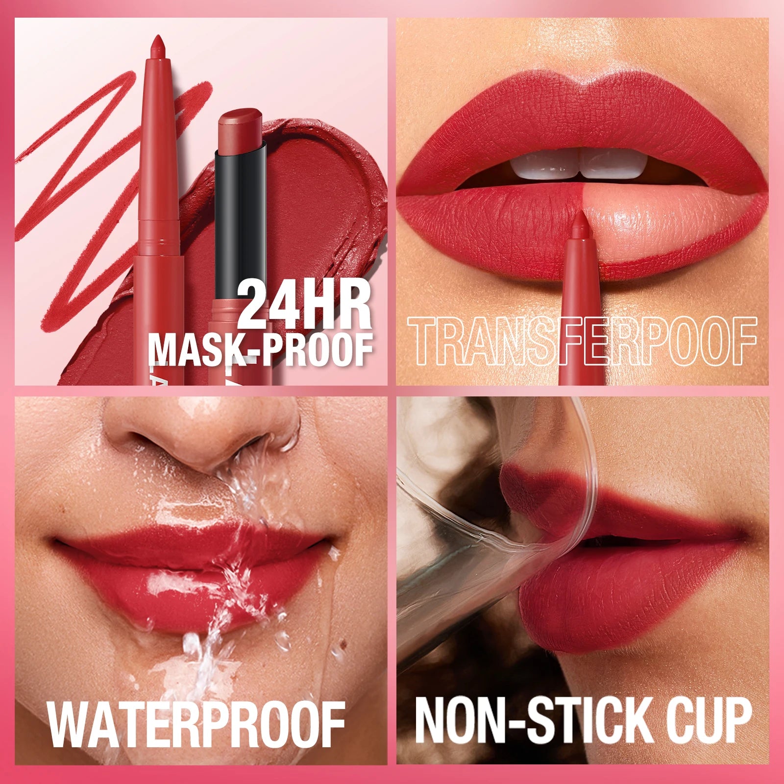 2-in-1 Waterproof Lipliner & Lipstick — Long-Lasting, Integrated Design