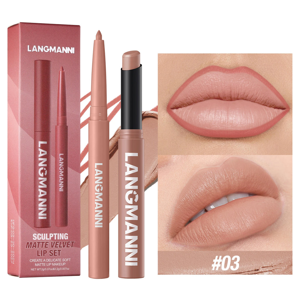 2-in-1 Waterproof Lipliner & Lipstick — Long-Lasting, Integrated Design