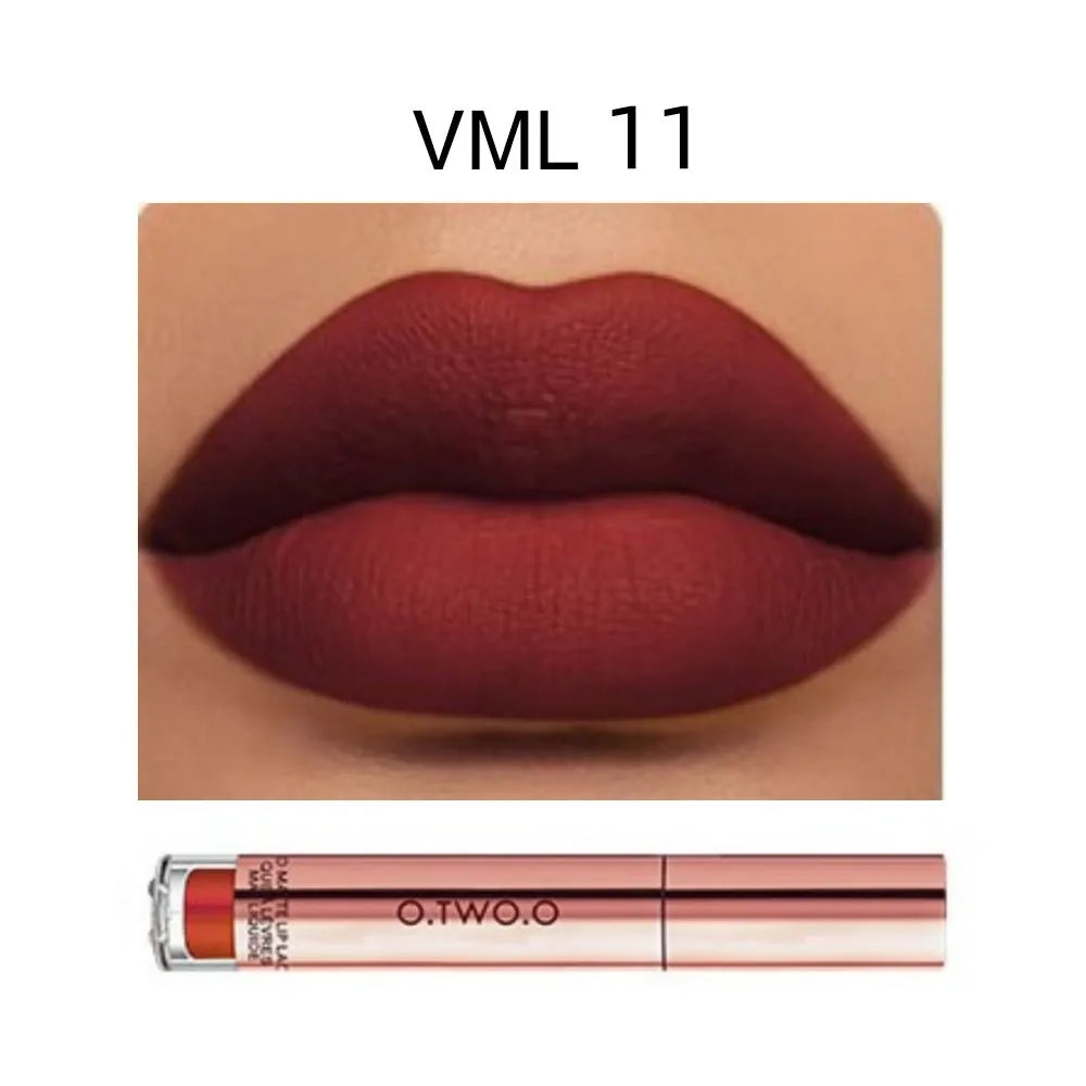O.TWO.O 12-Color Velvet Matte Lipstick Set — High-Quality, Long-Lasting