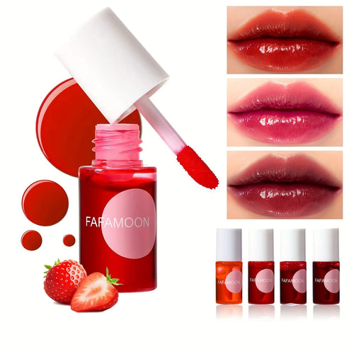 4-Color Fruity Lip Tint — Water Gloss, Moisturizing & Long-Lasting