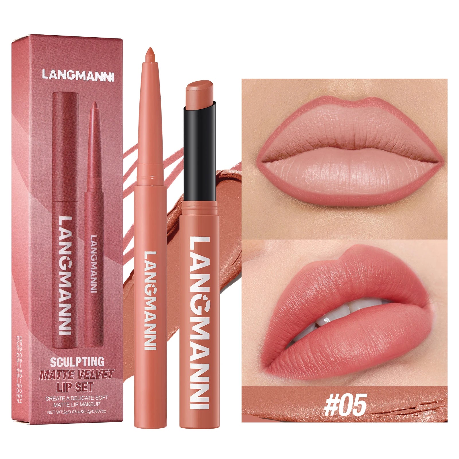 2-in-1 Waterproof Lipliner & Lipstick — Long-Lasting, Integrated Design