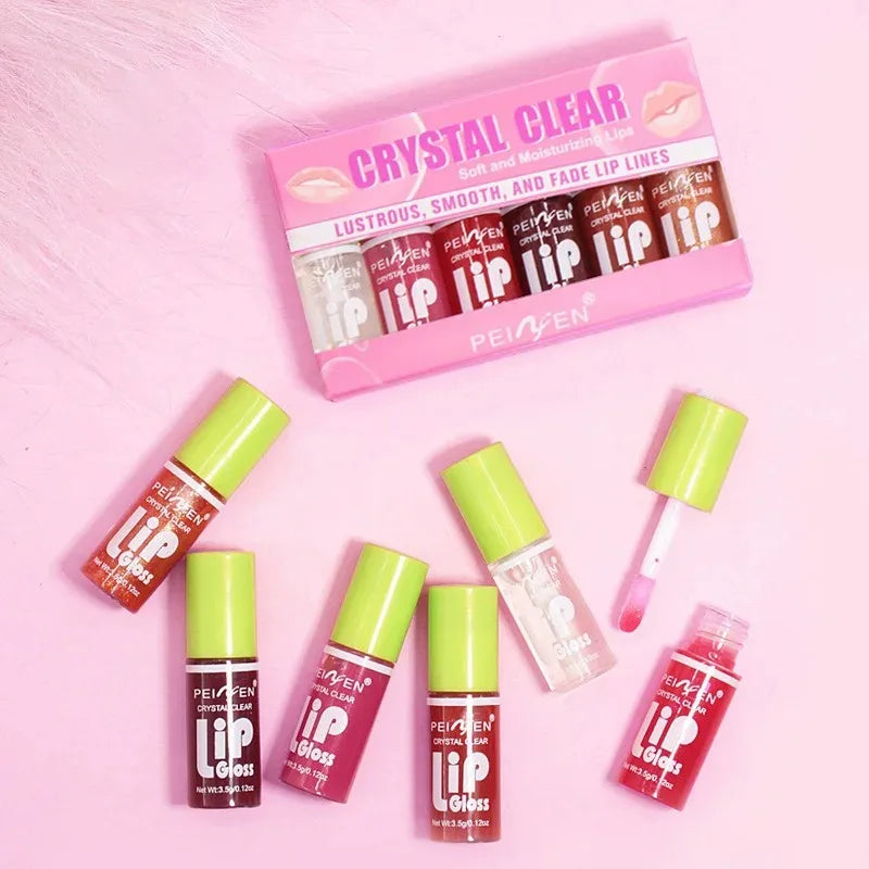 6-Piece Moisturizing Lip Gloss Set — Transparent Lip Oil for Hydrated, Glossy Lips